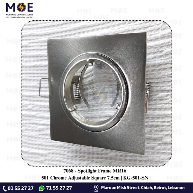 downlight / Spotlight Frame MR16 501 Chrome Recessed Adjustable Square 7.5cm