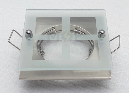 downlight / Spotlight Frame MR16 Chrome Recessed Square With Glass A 6cm | سبوت فارغ مربع مخفي مع زجاجة كروم ثابت