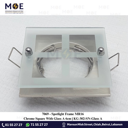 downlight / Spotlight Frame MR16 Chrome Recessed Square With Glass A 6cm