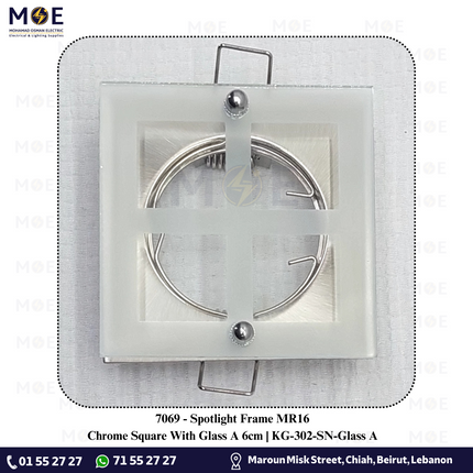 downlight / Spotlight Frame MR16 Chrome Recessed Square With Glass A 6cm