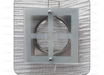 downlight / Spotlight Frame MR16 Chrome Recessed Square With Glass A 6cm | سبوت فارغ مربع مخفي مع زجاجة كروم ثابت
