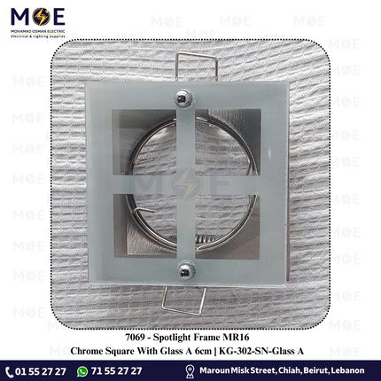 downlight / Spotlight Frame MR16 Chrome Recessed Square With Glass A 6cm