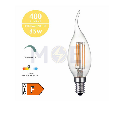 AEG LED Lamp Clear Filament Candle Tail WarmWhite E14 4W | AEGCT12024