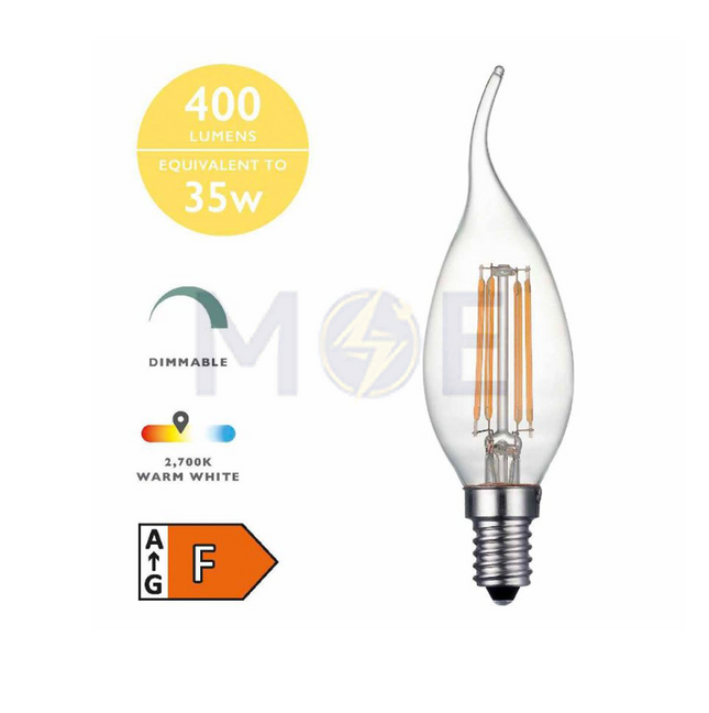AEG LED Lamp Clear Filament Candle Tail WarmWhite E14 4W | AEGCT12024