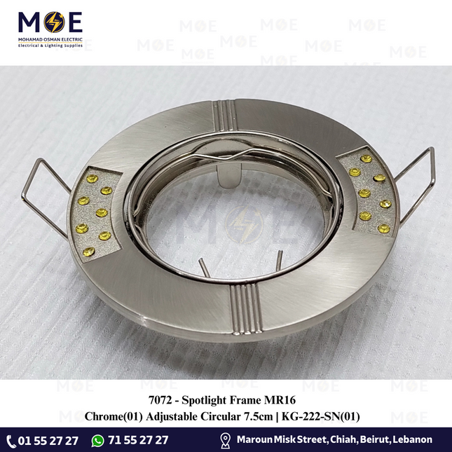 Downlight Spotlight Frame Chrome(01) Recessed Adjustable Circular With Strass KG-222 MR16 7.5cm