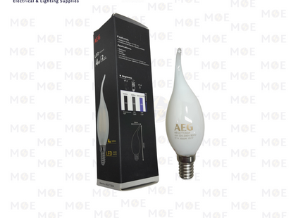 AEG LED Lamp Milky Filament Candle Tail WarmWhite E14 4W | AEGCT12034 | لمبة ليد برم سن رفيع فيلامنت شمعة دنب حليبي ورم وايت