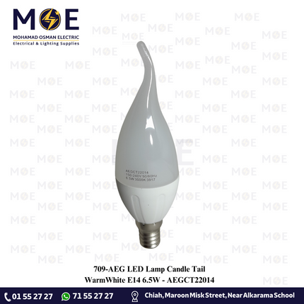 AEG LED Lamp Candle Tail WarmWhite E14 6.5W | AEGCT22014