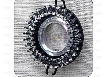 HADCO TEC downlight / Spotlight Frame MR16 Black Recessed Fix Circular Crystal 6cm | سبوت فارغ مدور مخفي كريستال اسود ثابت