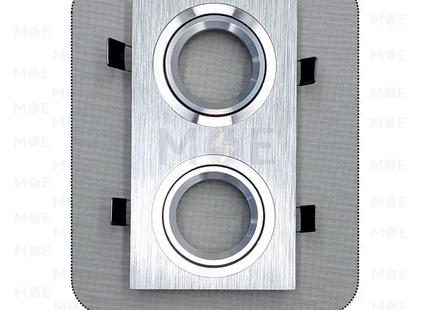 Double downlight / Spotlight Frame MR16 Silver Recessed Adjustable Square 15.5x7.5cm | سبوت فارغ المنيوم مستطيل مخفي فضي متحرك مجوز