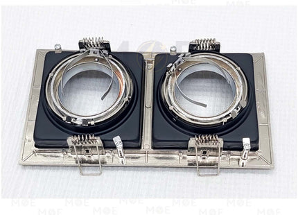 Double downlight / Spotlight Frame MR16 Chrome Recessed Adjustable Square 15.5x7.5cm | KG-7112
