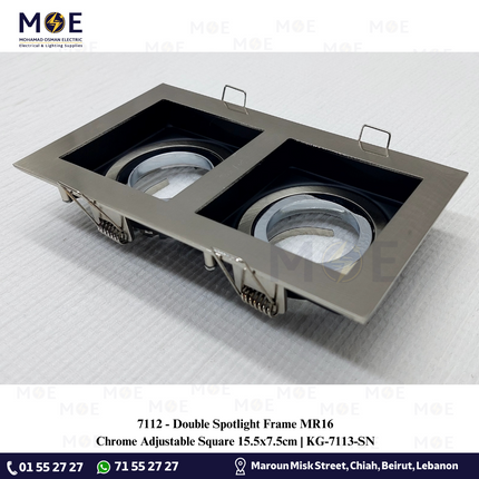 Double downlight / Spotlight Frame MR16 Chrome Recessed Adjustable Square 15.5x7.5cm