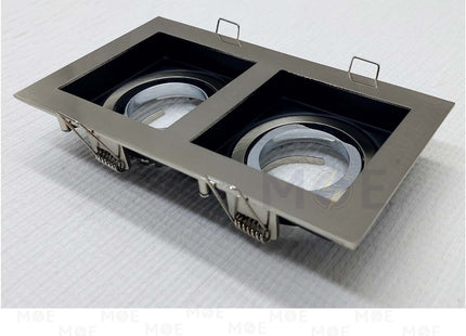 7112-Double downlight / Spotlight Frame MR16 Chrome Recessed Adjustable Square 15.5x7.5cm | KG-7112