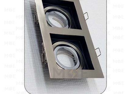 Double downlight / Spotlight Frame MR16 Chrome Recessed Adjustable Square 15.5x7.5cm | KG-7112