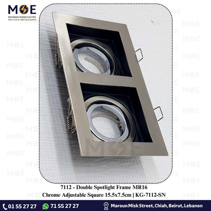 Double downlight / Spotlight Frame MR16 Chrome Recessed Adjustable Square 15.5x7.5cm | KG-7112