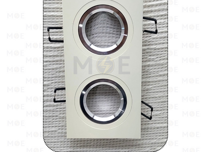 Double Downlight Spotlight Frame White / Ivory Recessed Adjustable Rectangular MR16 15.5x7.5cm | سبوت فارغ مستطيل مخفي ابيض عاجي متحرك مجوز
