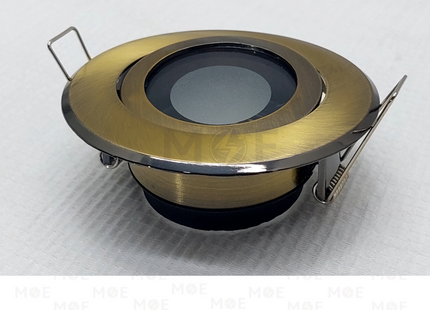 Downlight Spotlight Frame Bronze Recessed Adjustable Circular with Frosted Glass MR16 7.5cm | سبوت فارغ مدور مخفي برونز متحرك مع زجاج مغشى