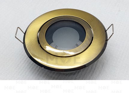 Downlight Spotlight Frame Bronze Recessed Adjustable Circular with Frosted Glass MR16 7.5cm | سبوت فارغ مدور مخفي برونز متحرك مع زجاج مغشى