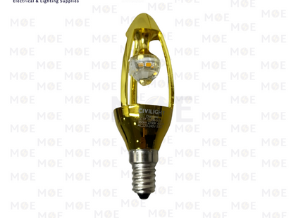 CIVILIGHT LED Lamp Clear Diamond Golden Candle WarmWhite E14 5.5W | C37 Bulb | لمبة ليد برم سن رفيع الماسة شمعة ذهبية شفاف ورم وايت