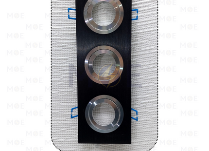 Triple downlight / Spotlight Frame MR16 Black Recessed Adjustable Square 24x7.5cm | سبوت فارغ مستطيل مخفي اسود وكروم متحرك مثلث