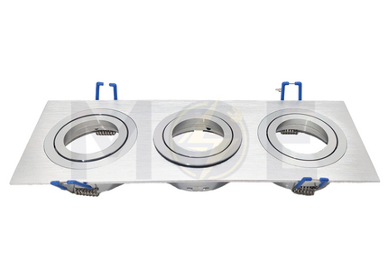 Triple downlight / Spotlight Frame MR16 Chrome Recessed Adjustable Rectangular 23.5x7.5cm | WL-47013
