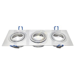 Triple downlight / Spotlight Frame MR16 Chrome Recessed Adjustable Rectangular 23.5x7.5cm | WL-47013