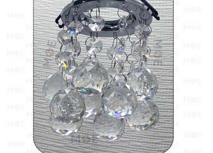 Oranos downlight / Spotlight Frame MR16 Silver Recessed Fix Circular Crystal 6cm | سبوت فارغ كروم مدور مخفي مع كريستال فضي ثابت