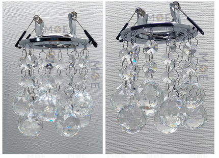Oranos downlight / Spotlight Frame MR16 Silver Recessed Fix Circular Crystal 6cm | سبوت فارغ كروم مدور مخفي مع كريستال فضي ثابت