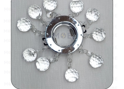 Oranos downlight / Spotlight Frame MR16 Silver Recessed Fix Circular Crystal 6cm | سبوت فارغ كروم مدور مخفي مع كريستال فضي ثابت