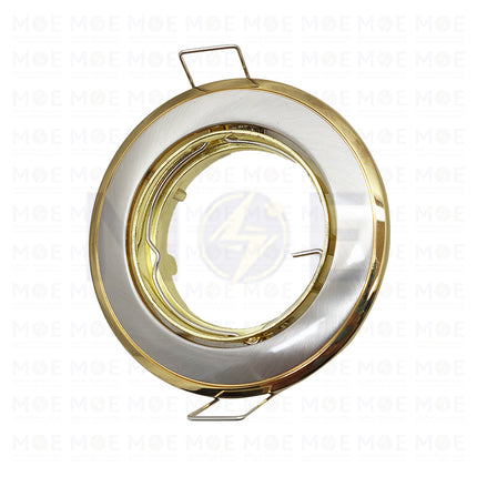 Orient downlight / Spotlight Frame MR16 Chrome/Gold Recessed Fix Circular 6cm | سبوت فارغ مدور مخفي ذهبي على ساتين كروم على ذهبي متحرك