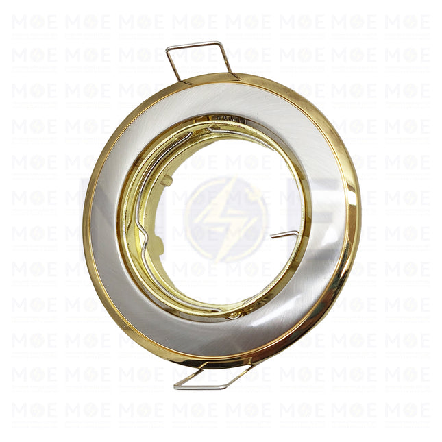Orient downlight / Spotlight Frame MR16 Chrome/Gold Recessed Fix Circular 6cm | سبوت فارغ مدور مخفي ذهبي على ساتين كروم على ذهبي متحرك