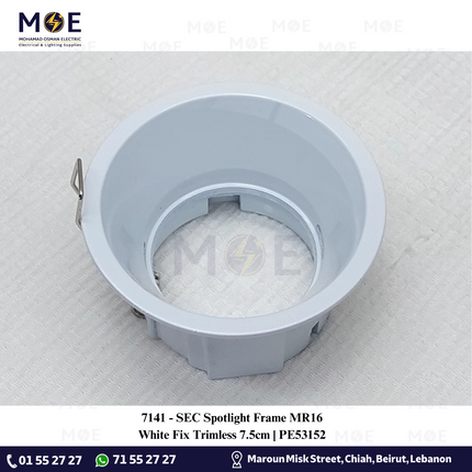 SEC downlight / Spotlight Frame MR16 White Recessed Fix Trimless 7.5cm