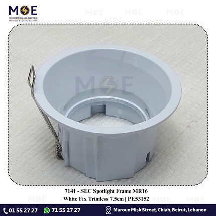 SEC downlight / Spotlight Frame MR16 White Recessed Fix Trimless 7.5cm