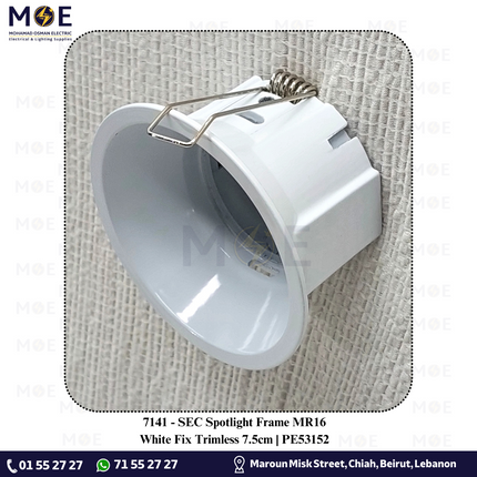 SEC downlight / Spotlight Frame MR16 White Recessed Fix Trimless 7.5cm