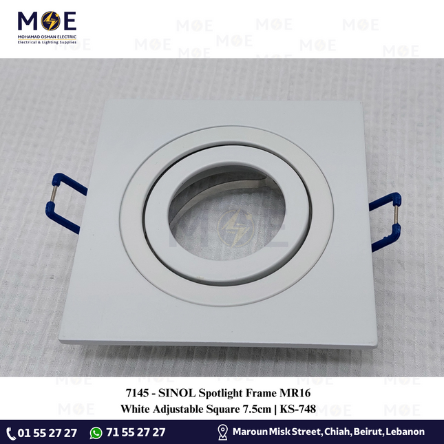 SINOL downlight / Spotlight Frame MR16 White Recessed Adjustable Square 7.5cm