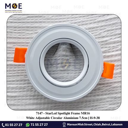 StarLed downlight / Spotlight Frame MR16 White Recessed Adjustable Circular Aluminium 7.5cm