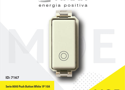 Vimar Serie 8000 Push Button White 1P 10A | 8235 | كباس داخلي ابيض