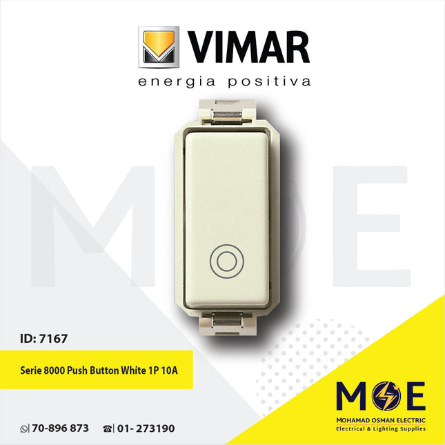 Vimar Serie 8000 Push Button White 1P 10A | 8235 | كباس داخلي ابيض