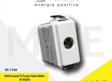 Vimar Serie 8000 Coaxial TV Socket Outet White 40-862MHz | 08178 | بريز تلفزيون ابيض