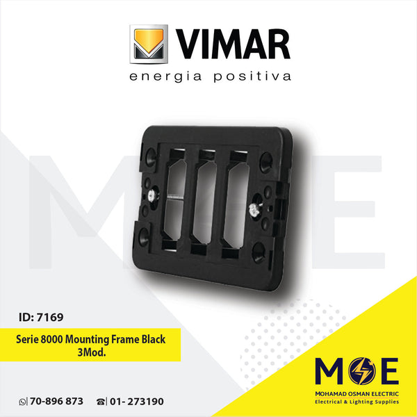 Vimar Serie 8000 Mounting Frame Black 3module | 08531.A | شاسي بلاستيك اسود