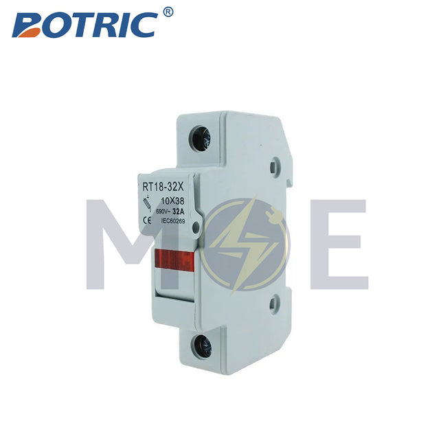 Botric Din Fuse Holder 10x38mm 32A 1000VDC | RT18-32 | دجنتور بيت فيوز مفرد - حامل فيوز على سكة دين - قاعدة فيوز