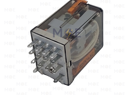 Powerelec It General Purpose Mini Relay 4CONT 220V 14Pin AC | DQ-HH54P220VAC-55.04 | ريليه ميني اربعة توش