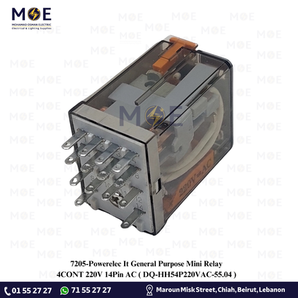 Powerelec It General Purpose Mini Relay 4CONT 220V 14Pin AC | DQ-HH54P220VAC-55.04