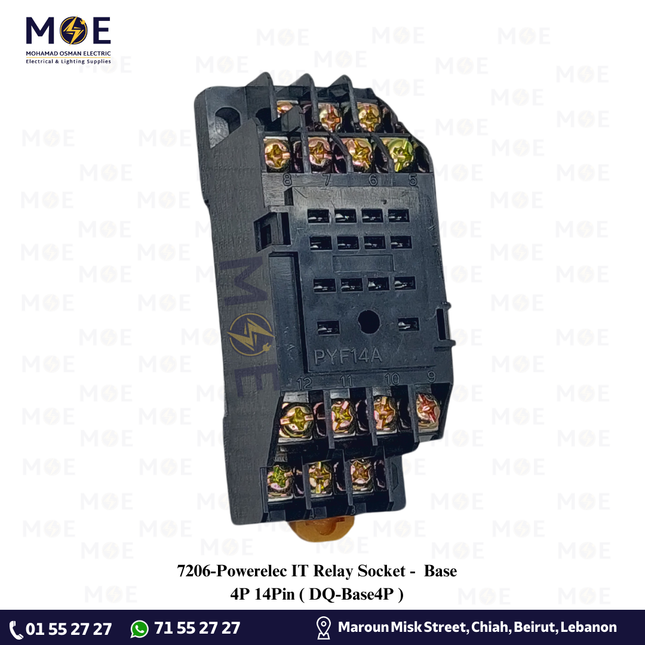 Powerelec IT Relay Socket / Base 4P 14Pin | DQ-Base4P | قاعدة ريليه ميني اربعة توش