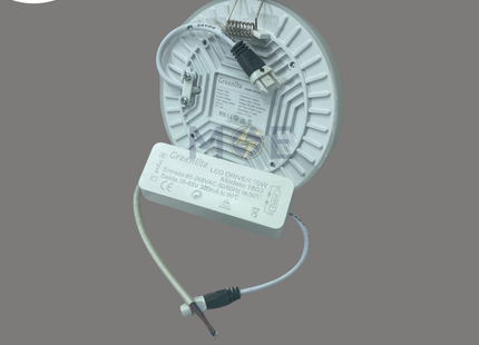 Greenlite LED Downlight/ Panel Light White Ceiling Flush Mounted FrameLess Circular WarmWhite 3000K 2000Lm 10.5cm 20W | GR-1803-20W | سبوت ليد مدور مخفي بدون كادر ابيض ورم وايت