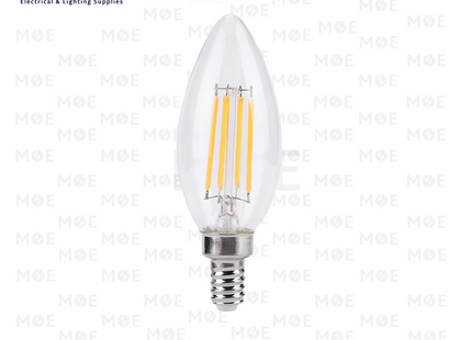 LED Lamp Clear Filament Candle WarmWhite C35-E12 2700K 4W | لمبة ليد برم سن رفيع فيلامنت شمعة شفاف ورم وايت
