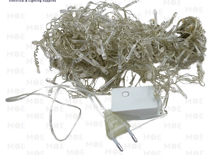 LED Mini Christmas String light White With Mini Controller 320L 220V | 003-3 | حبل زينة ليد شلال شفاف ضو ابيض دايلايت