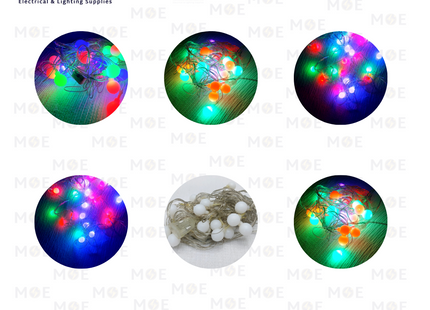 LED RGB Small Ball String Light 220V 2W 28L 220V | 6636/N2 | حبل زينة ليد شفاف طابات ملون اخضر و احمر و ازرق