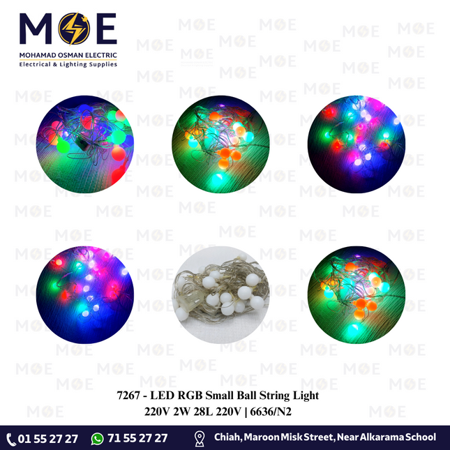 LED RGB Small Ball String Light 220V 2W 28L 220V | 6636/N2