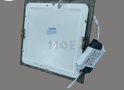 Cuperlight LED Downlight/ Panel Light Chrome Ceiling Flush Mounted Square Warmwhite 3000K 2200lm 20.5cm 22W | KG-814-22W-SN-WW | سبوت ليد مربع مخفي كروم ورم وايت