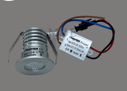CuperLight LED Pin COB Downlight/ Panel Light Chrome Ceiling Flush Mounted Circular Daylight 6500K 460Lm 2.5cm 4W | KG607-COB-4W | سبوت بين ليد مدور مخفي كروم دايلايت